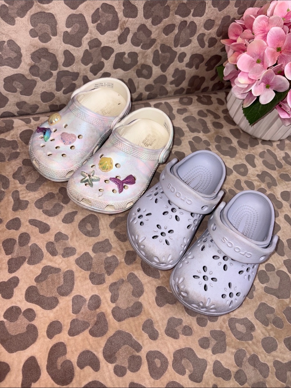 CROCS Kids' Clogs in Iridescent Pastel and Light Purple